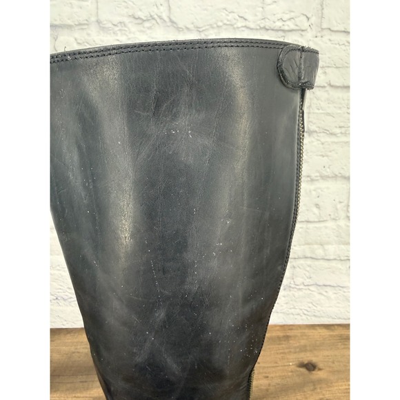 Frye Women's Black Leather Button Back Zip Riding Boots Extended Calf Size 7B - Picture 13 of 16